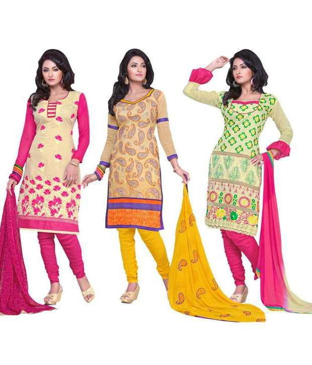 cotton churidar materials combo offer