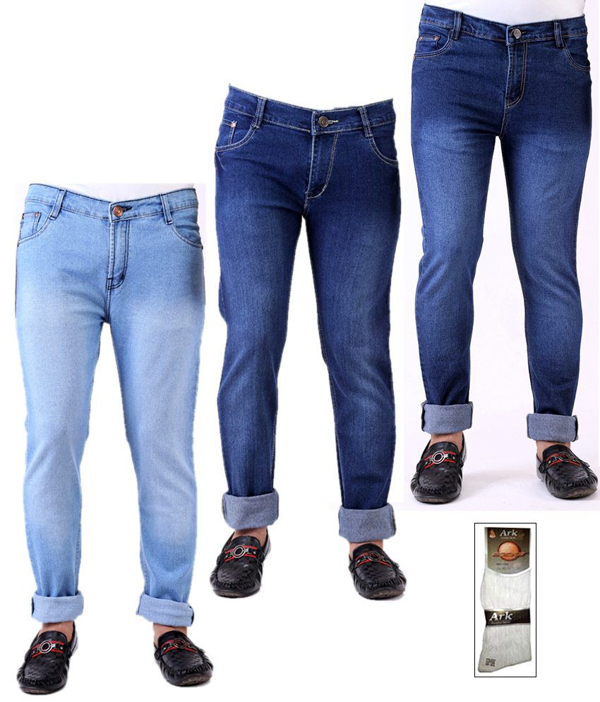 Ansh Fashion Wear Men's Jeans Combo Of 3 Denim Jeans With Free 1 Pair ...