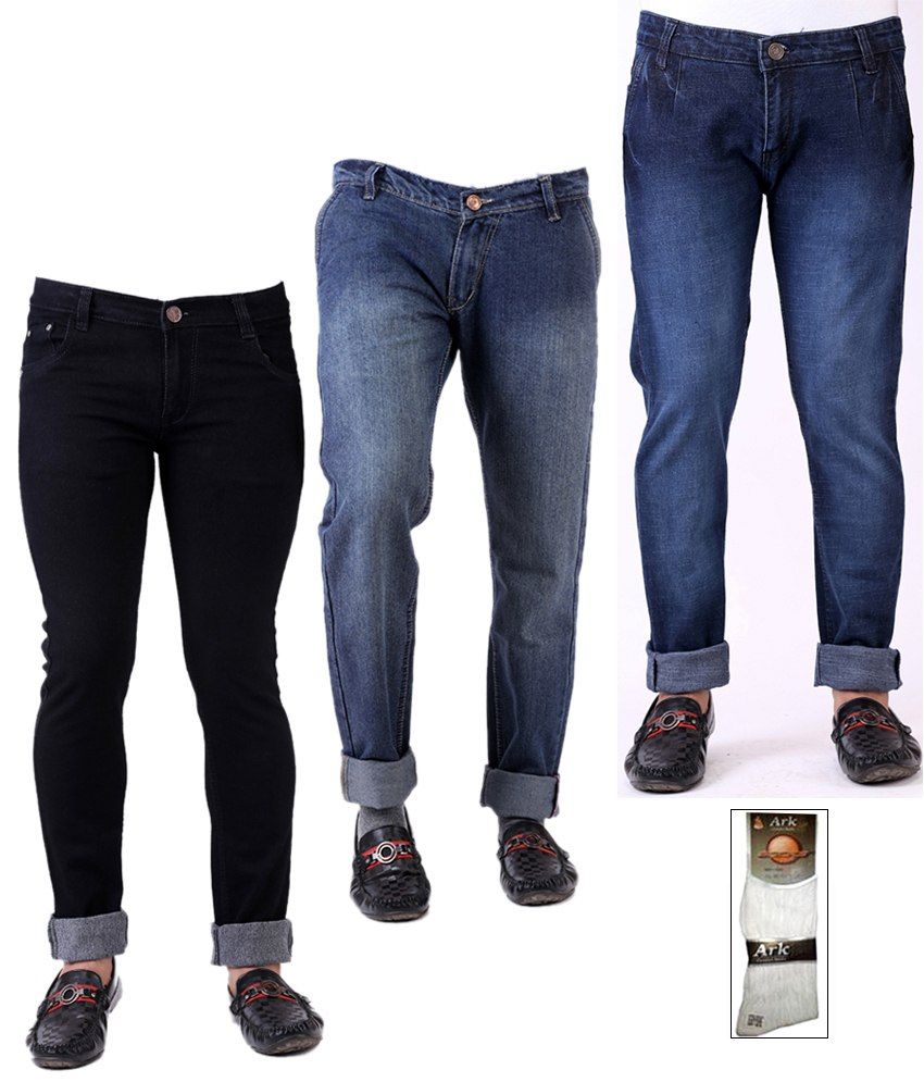 Ansh Fashion Wear Men's Jeans Combo Of 3 Denim Jeans With Free 1 Pair