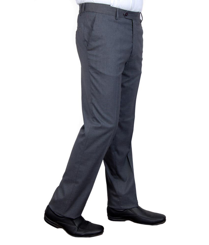 Super Trouser Grey Poly Viscose Slimfit Trouser - Buy Super Trouser ...