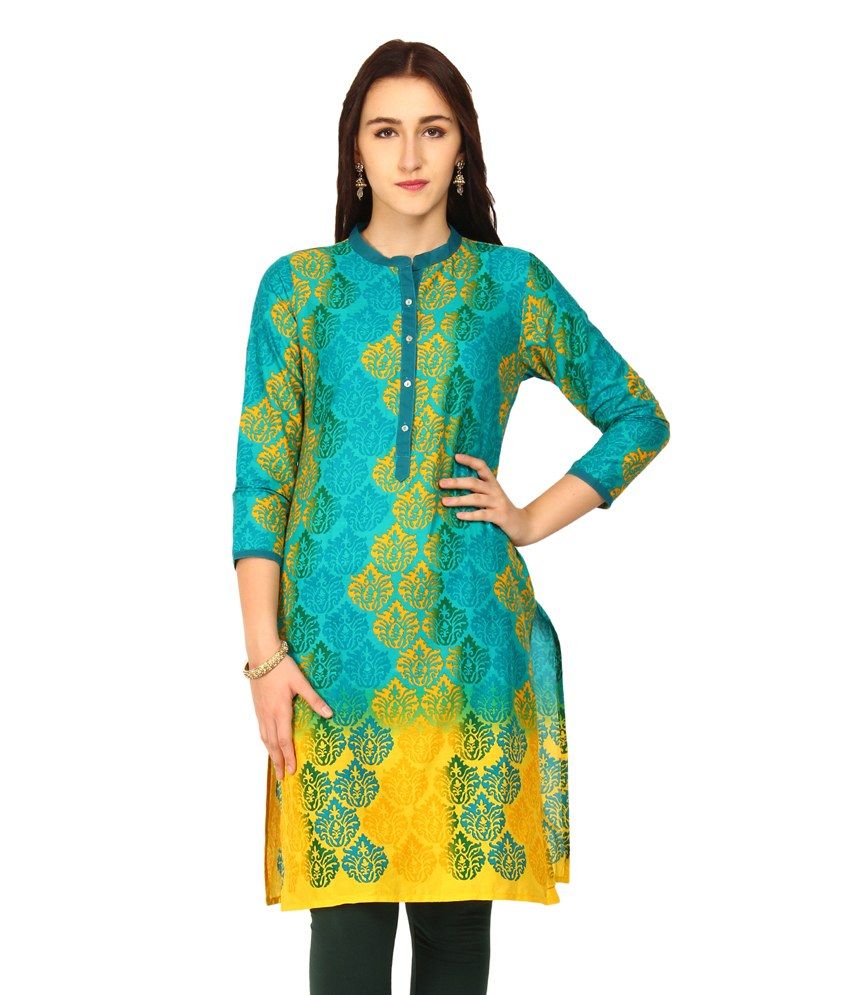 Vishudh Green Plain Cotton Kurti Buy Vishudh Green Plain Cotton Kurti