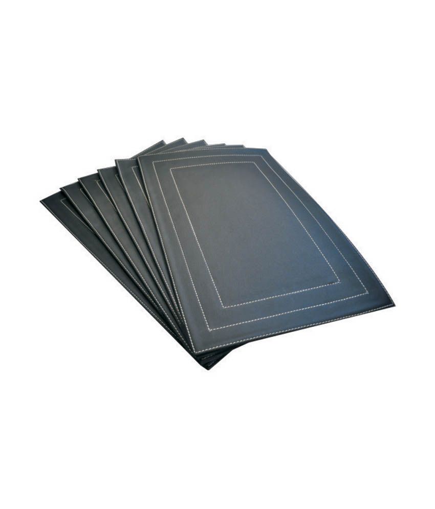 Dimensions Black Plain Leather Table Mats 6 Piece Buy