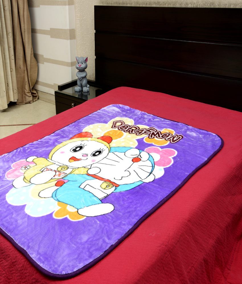 Sassoondoraemon Purple & Blue Printed Polyester Blanket Baby Wrap/Baby