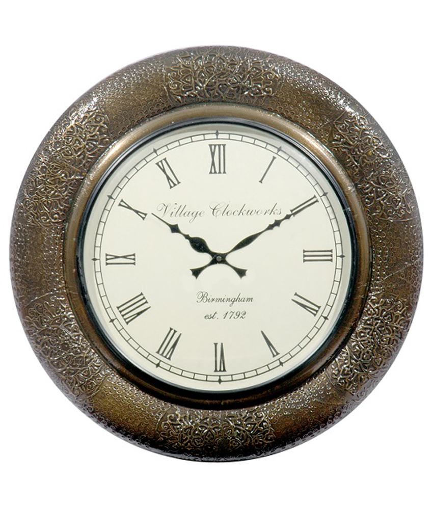 Kiya Classic Brass Dark Finish Wooden Wall Clock Buy Kiya Classic