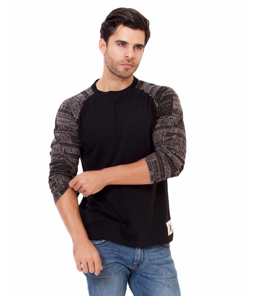 Elaborado Black Printed Cotton T-shirt 