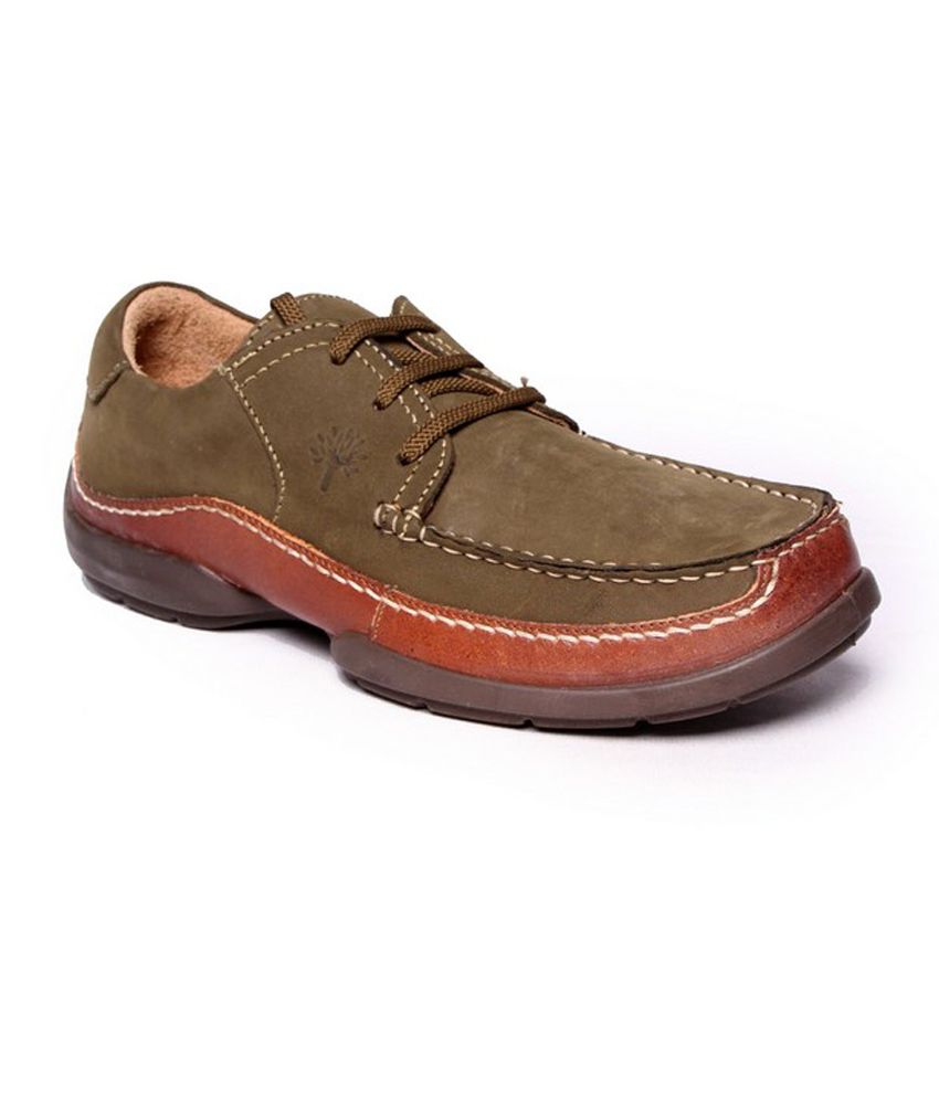 Woodland Olive Green Leather Casual Shoes - Buy Woodland Olive Green ...