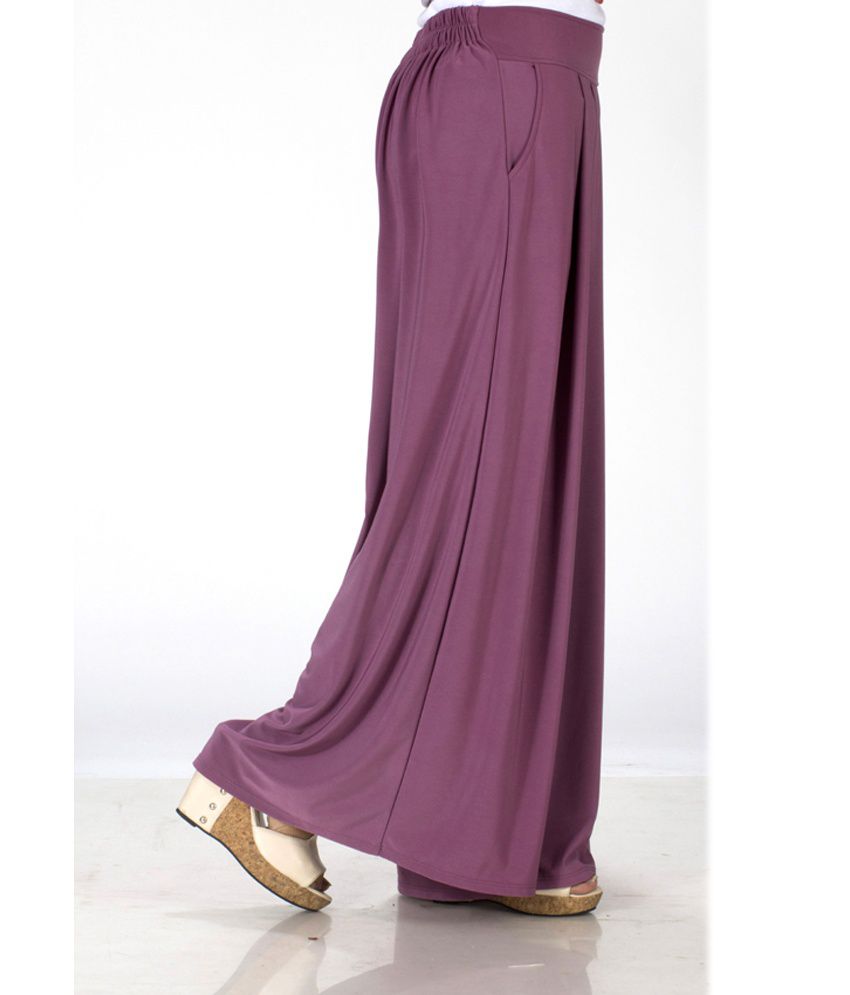Buy Trendbae Plain Pleated Palazzos Pant - Light Purple Online at Best ...