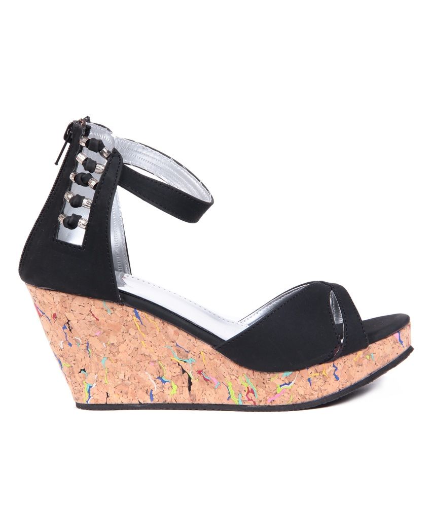 Butterfly Black Wedges Sandals Price in India- Buy Butterfly Black Wedges Sandals Online at Snapdeal