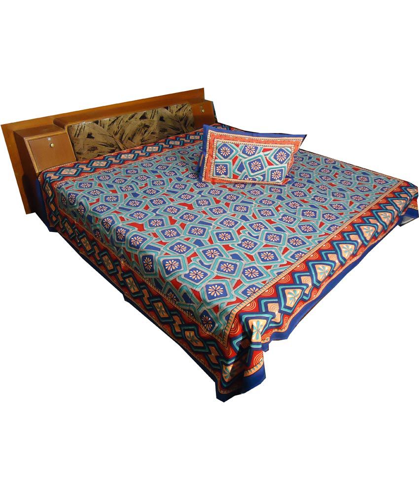 Jaipur Flat Double Bed Cotton Bedsheet With Two Pillow Cover - Buy ...