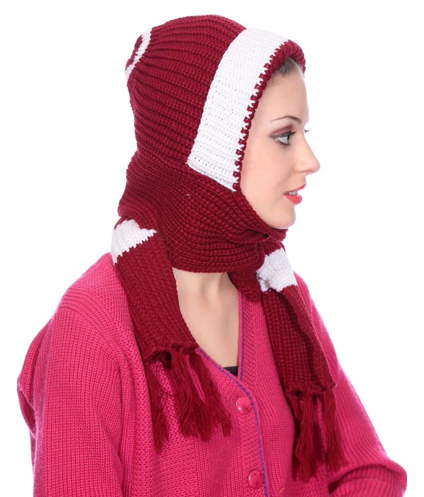 woolen cap with attached muffler