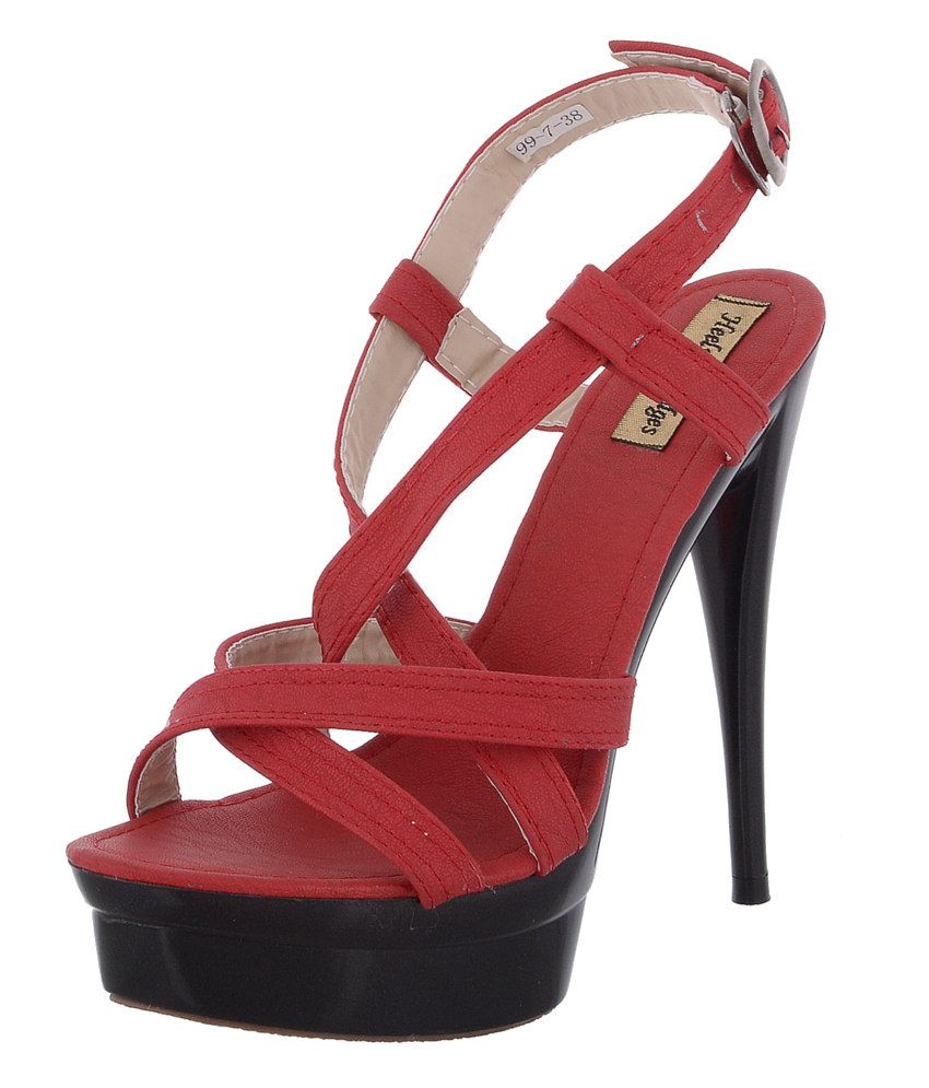 red low heel wedges