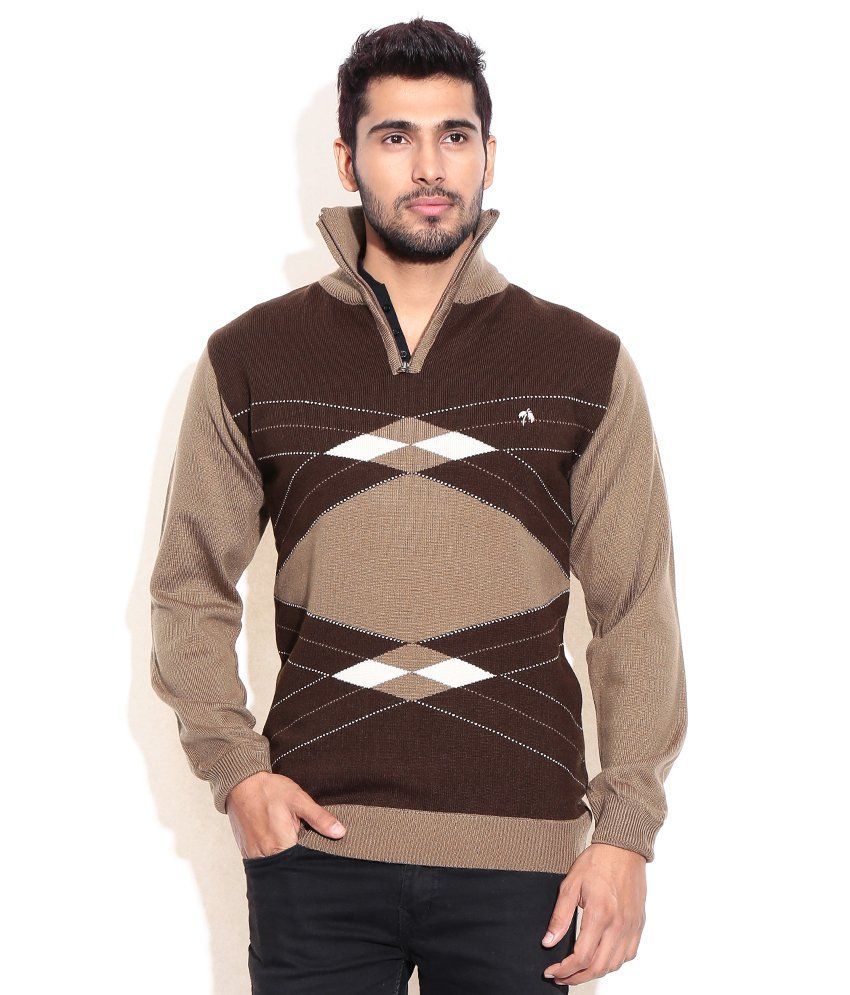 Fabtree Brown Acrylic Zipped Sweaters Buy Fabtree Brown Acrylic Zipped Sweaters Online at Best
