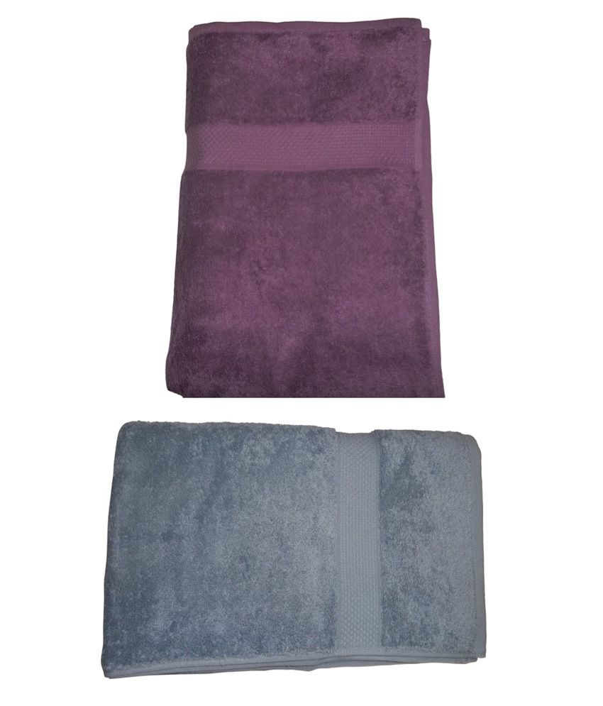Mark Home Set of 2 Cotton Bath Towel Gray & Purple Buy Mark Home