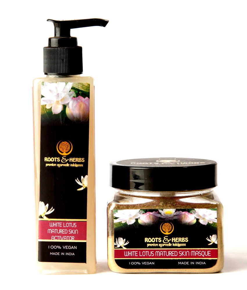 Roots & Herbs White Lotus Matured Skin Kit 100 gm + 220 ML: Buy Roots