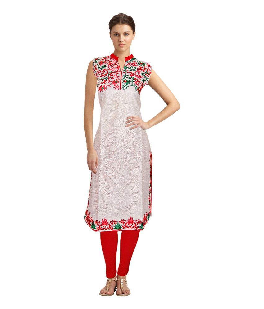 white printed kurti