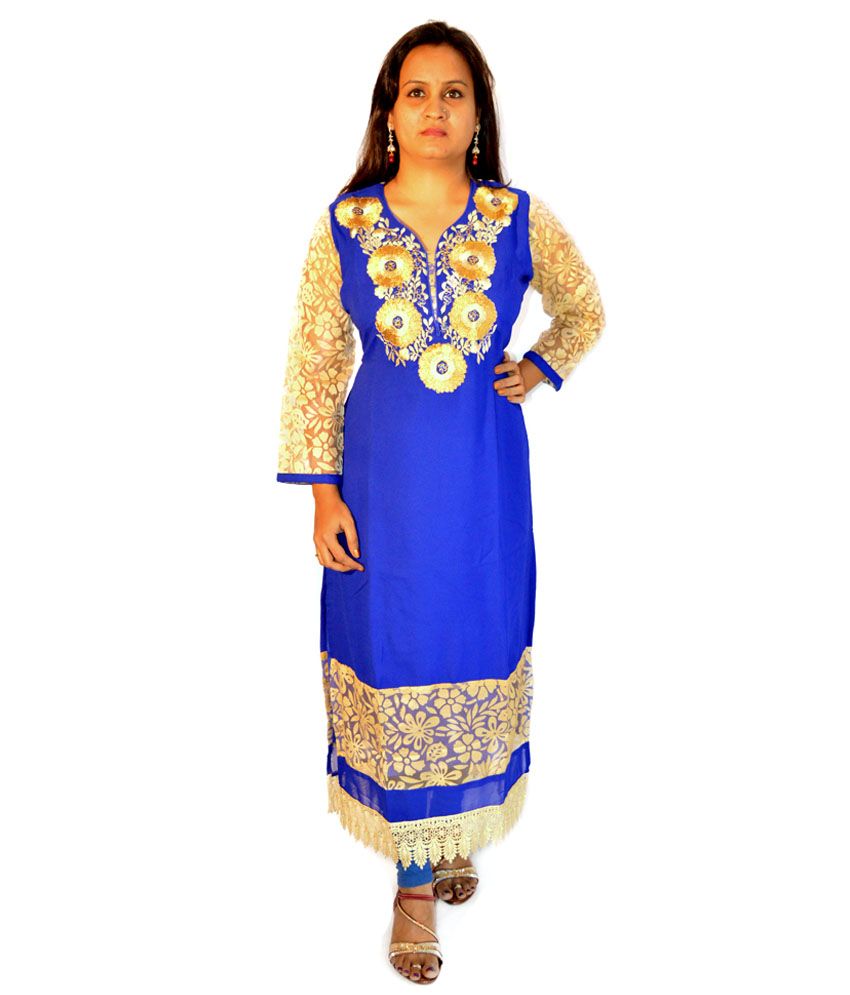 royal blue blue kurti combination