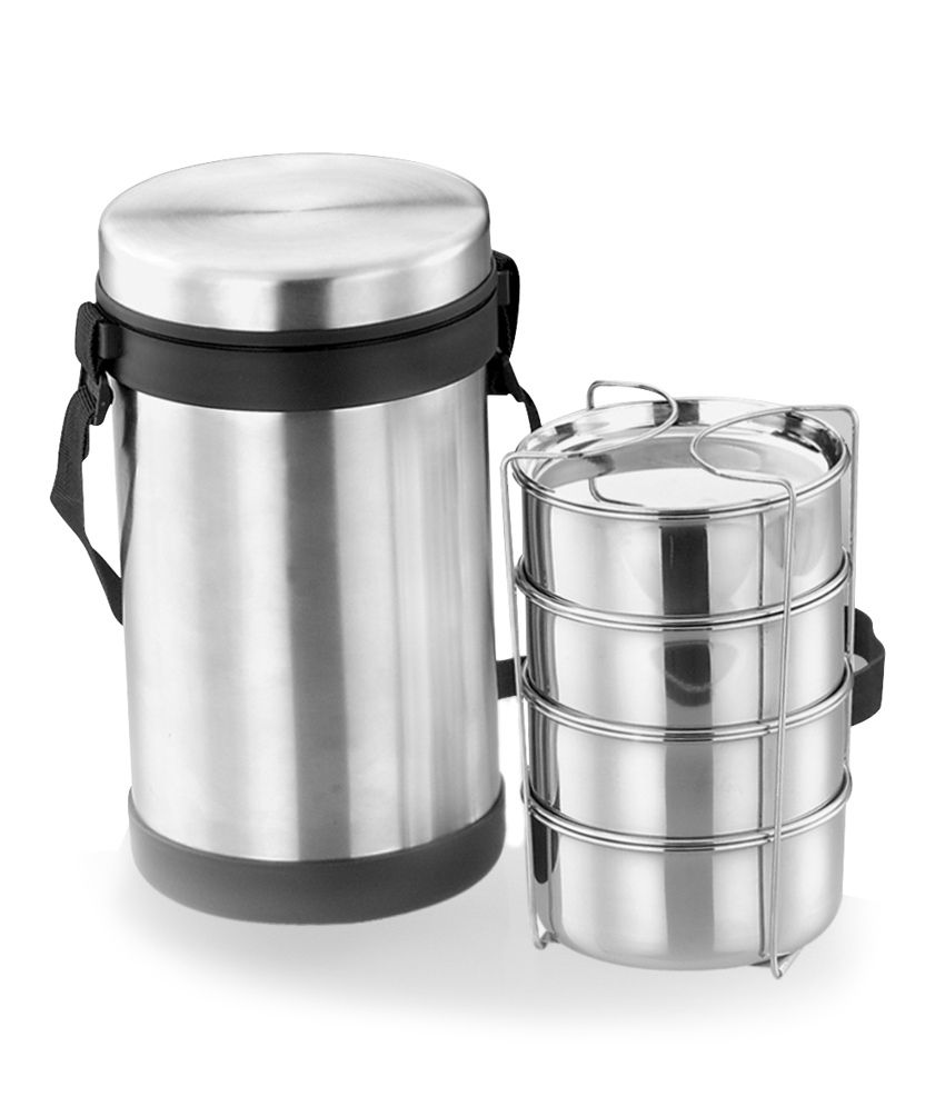 Jvl Large Stainless Steel Hot Tiffin Carrier With Free Carry Bag: Buy