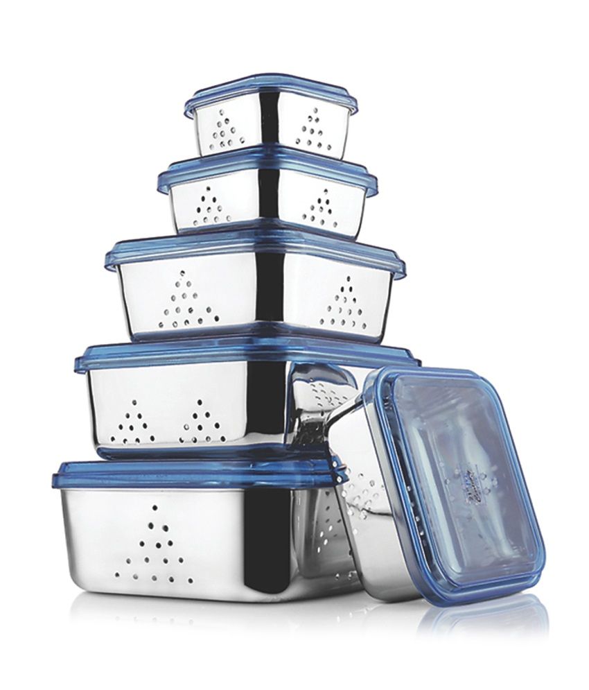 Jvl Square Stainless Steel Freeze Bowl With Acrylic Lid 5 Pieces Buy