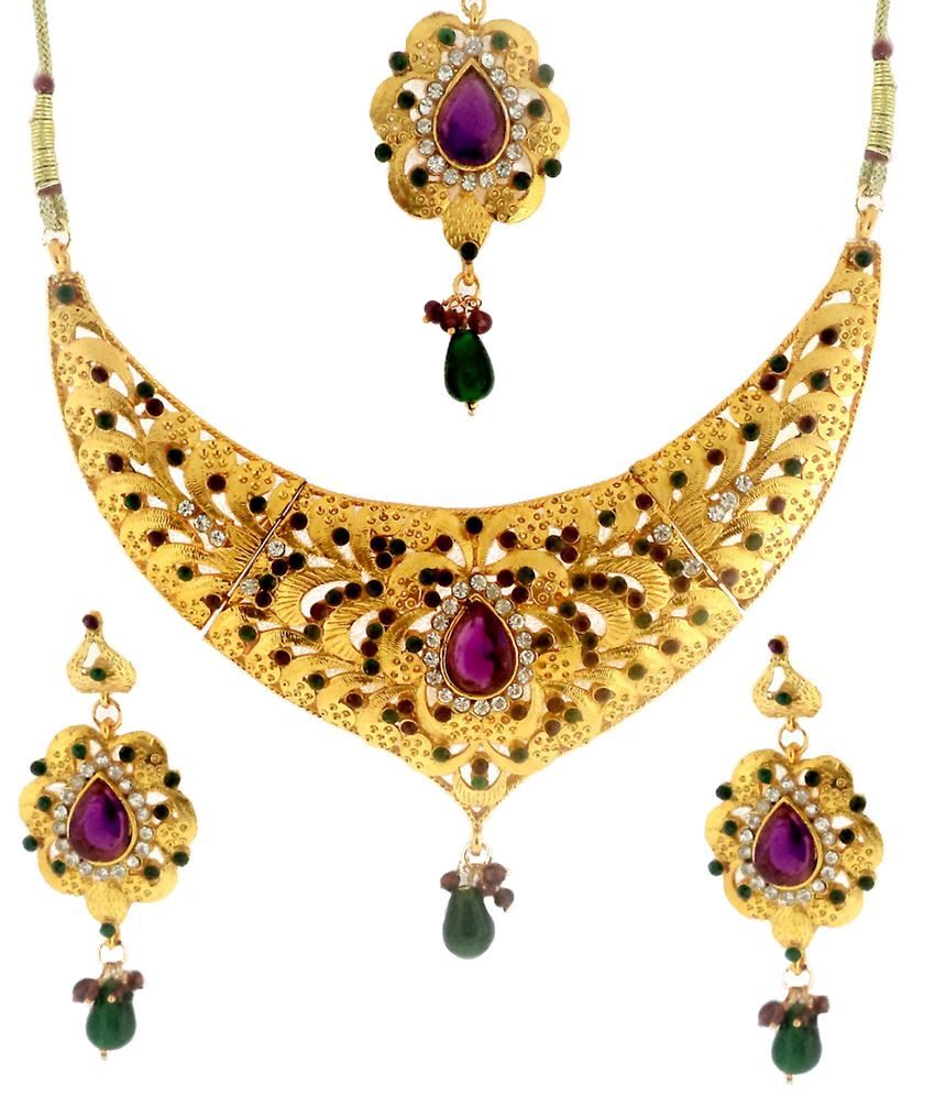 Dg Jewels Combo Of 2 Necklace Sets & Necklace Set With Maang Tika Buy Dg Jewels Combo Of 2