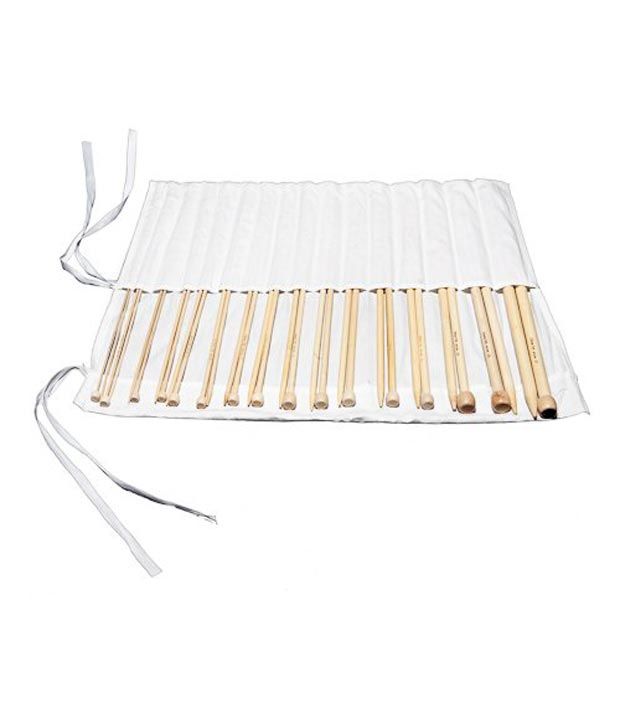     			Kurtzy 2mm-12mm Set Of 16 Pairs 34cm (14 Inch) In Cotton Case Single Point Bamboo Knitting Needles (32 Knitting Needles)