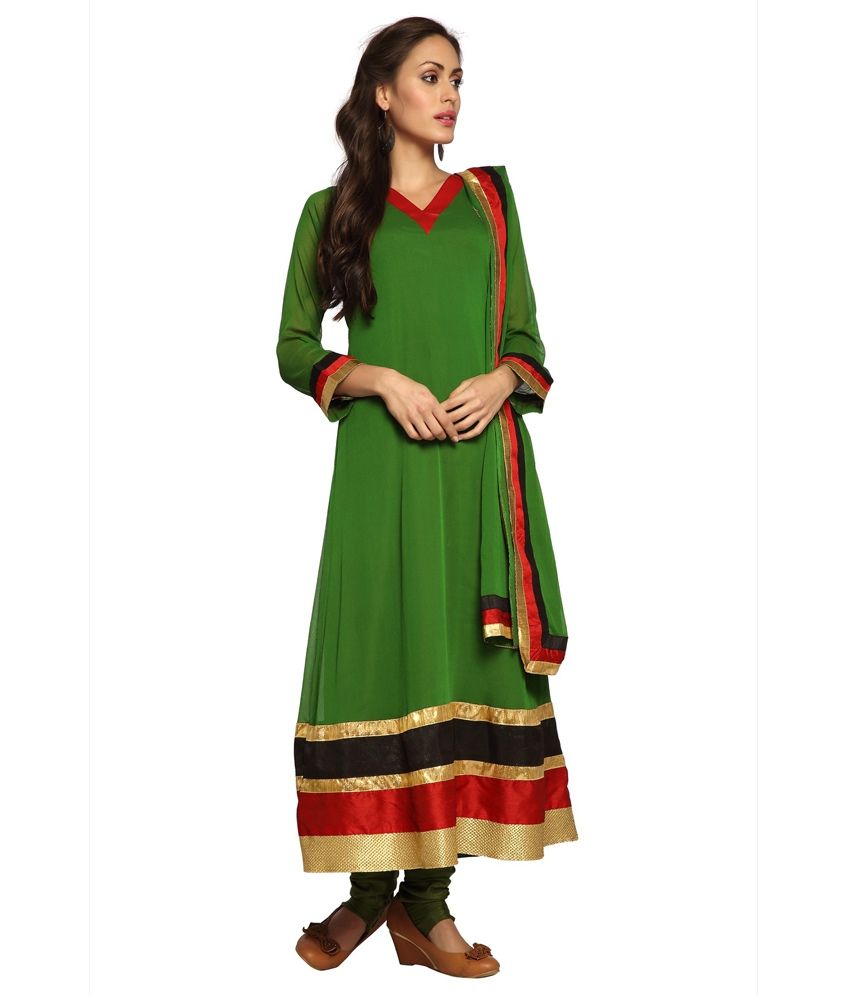 green gown with dupatta