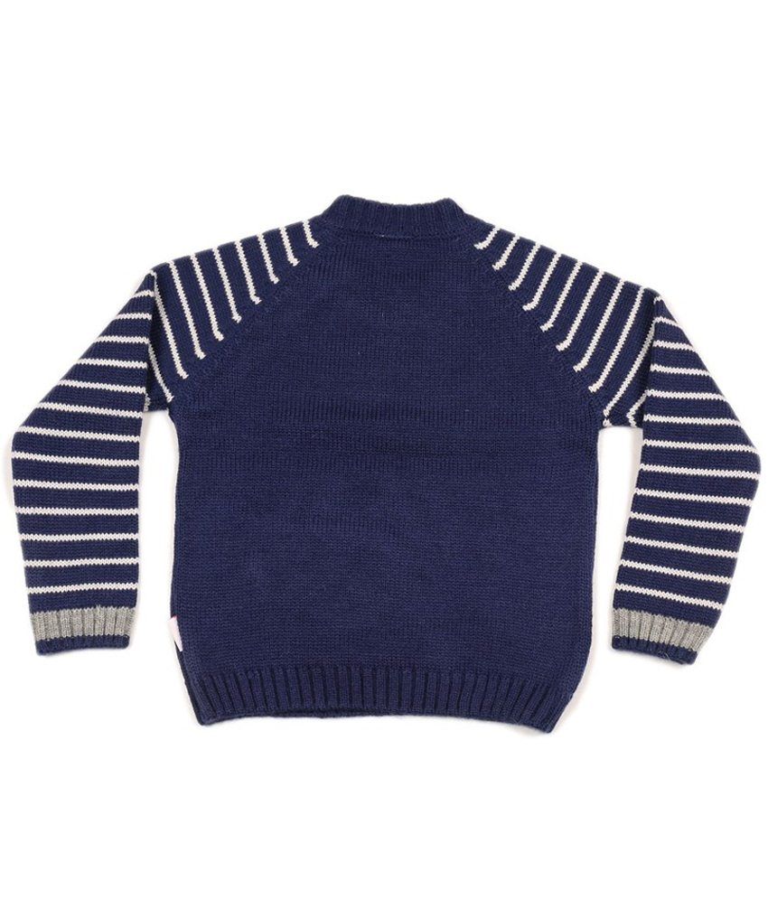blue and white pullover