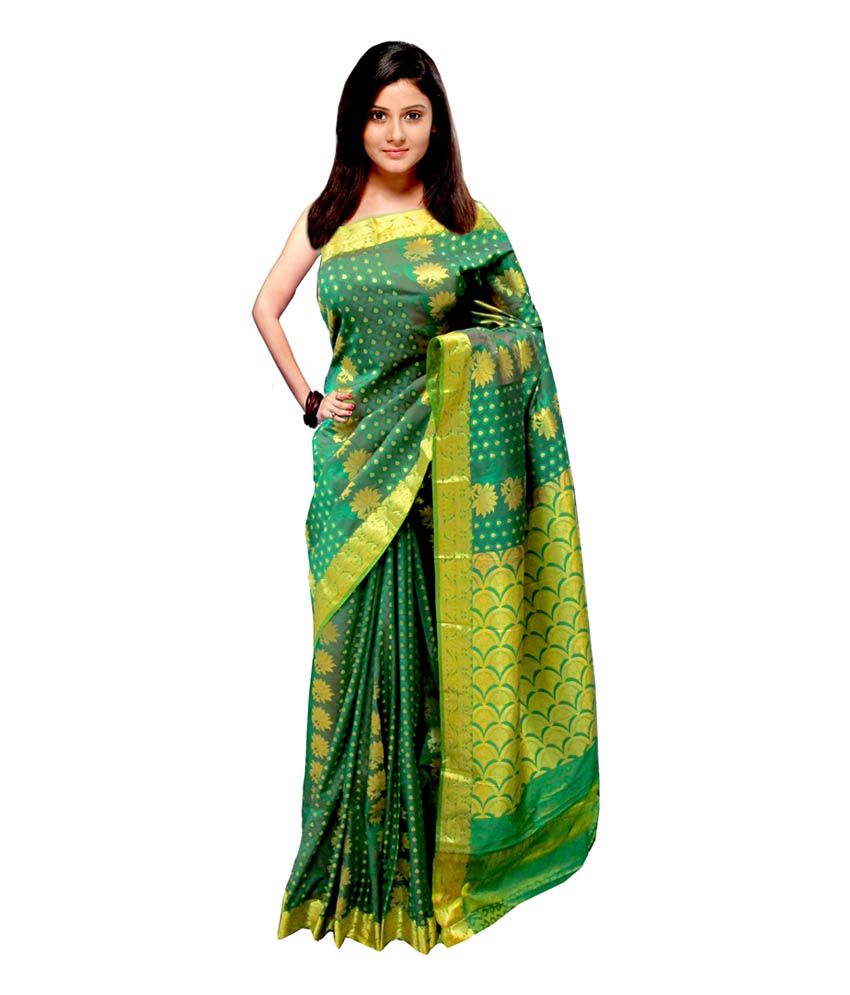 green colour pattu wedding sarees
