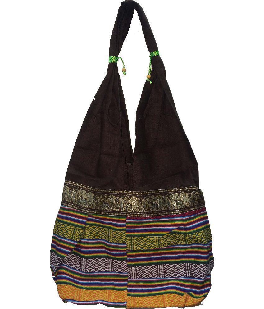 Idbc Handicraft Brown Canvas Cloth Zipped Shoulder Bag - Buy Idbc ...