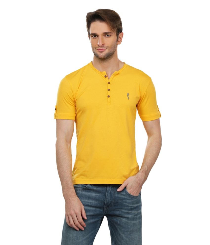 Stride Yellow Henley Neck Tshirt Buy Stride Yellow Henley Neck T