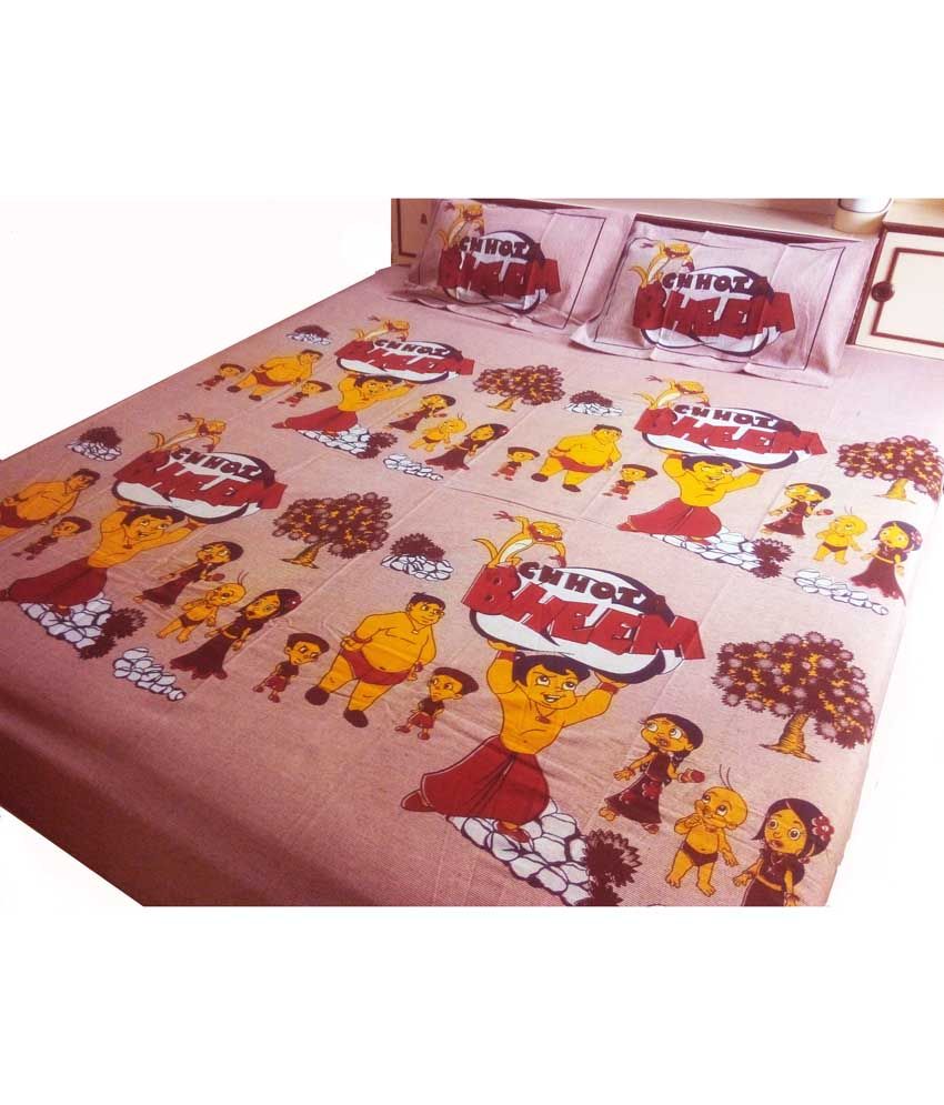 Tag Products Chota Bheem Cartoon Print Double Bedsheet With 2 Pillow Covers Buy Tag Products