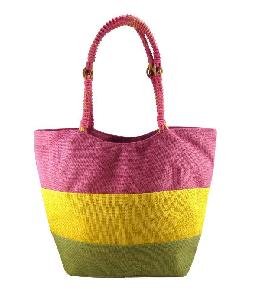 Buy Anges Bags Pink Jute Zip Tote Bags at Best Prices in India - Snapdeal
