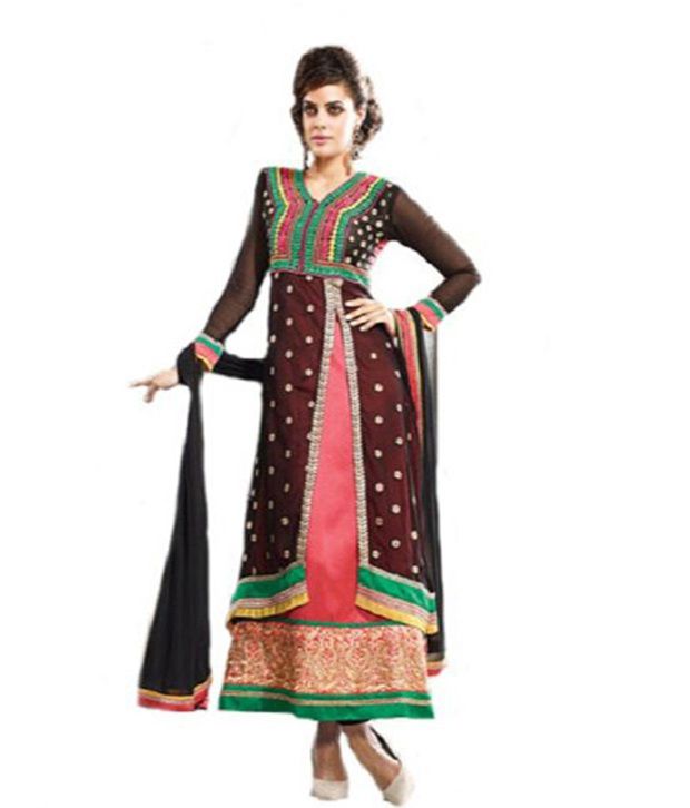 Aarya Black Georgette Unstitched Dress Material - Buy Aarya Black ...