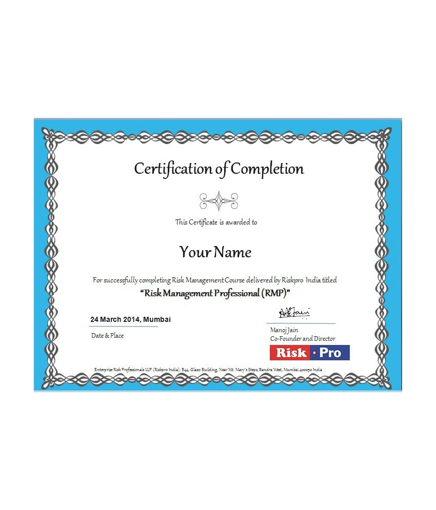 Risk Management Professional RMP Certification By Riskpro Buy Risk 