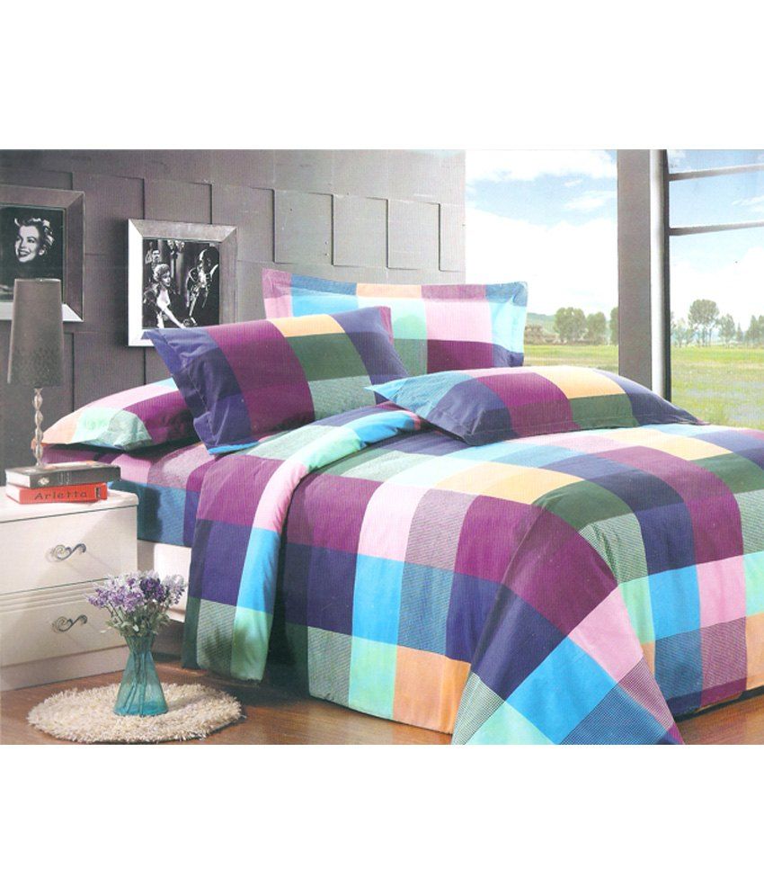 Breeza Multicolor Contemporary Poly Cotton Double Bed Sheet Buy Breeza Multicolor Contemporary