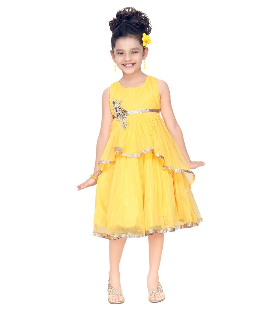 Trendy Girls Yellow Frock - Buy Trendy Girls Yellow Frock Online at Low ...