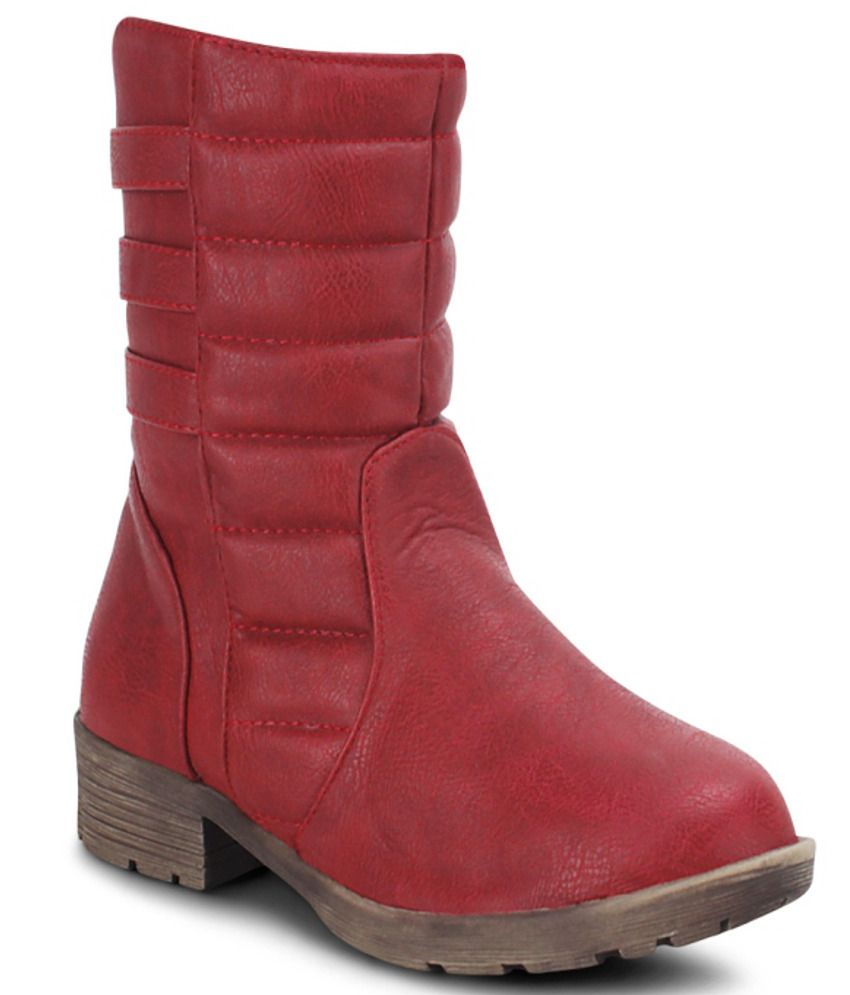 red flat slouch boots