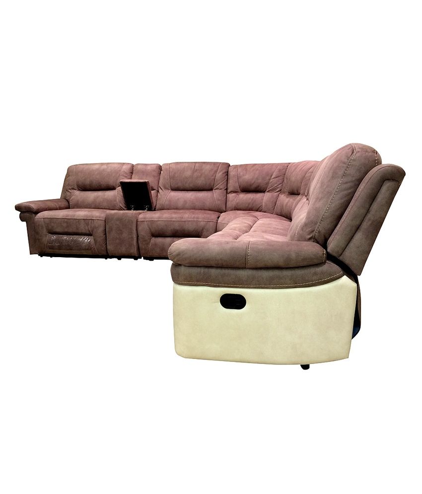 HomeTown Jupiter Fabric Lounger With Recliner Mocha & Cream Buy