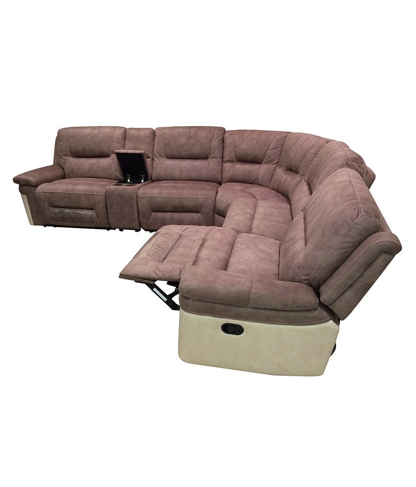 HomeTown Jupiter Fabric Lounger With Recliner Mocha & Cream Buy