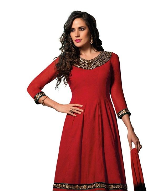 Cotton Bazaar Red Colored Cambric Cotton Plain Semi-stitched Dress Material - Buy Cotton Bazaar 