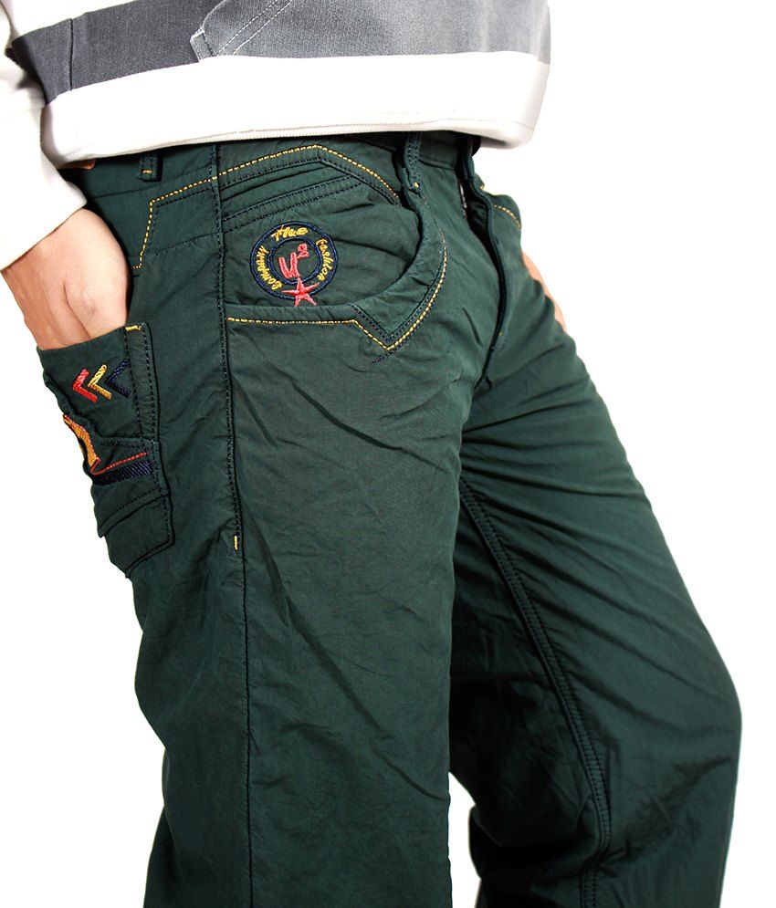 Uber Urben Green Bonded Trouser - Buy Uber Urben Green Bonded Trouser Online at Low Price in 