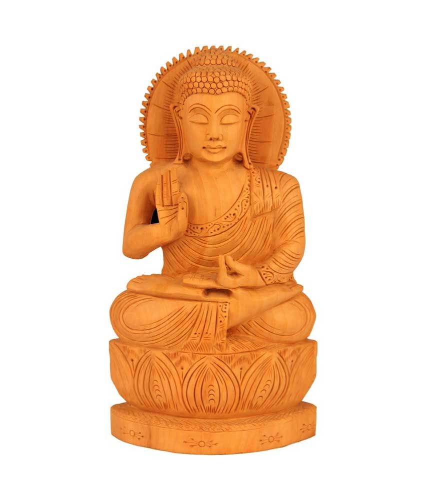 Rangasthali Exclusive Jaipur's Decorative Hand Made Wooden Buddha: Buy ...