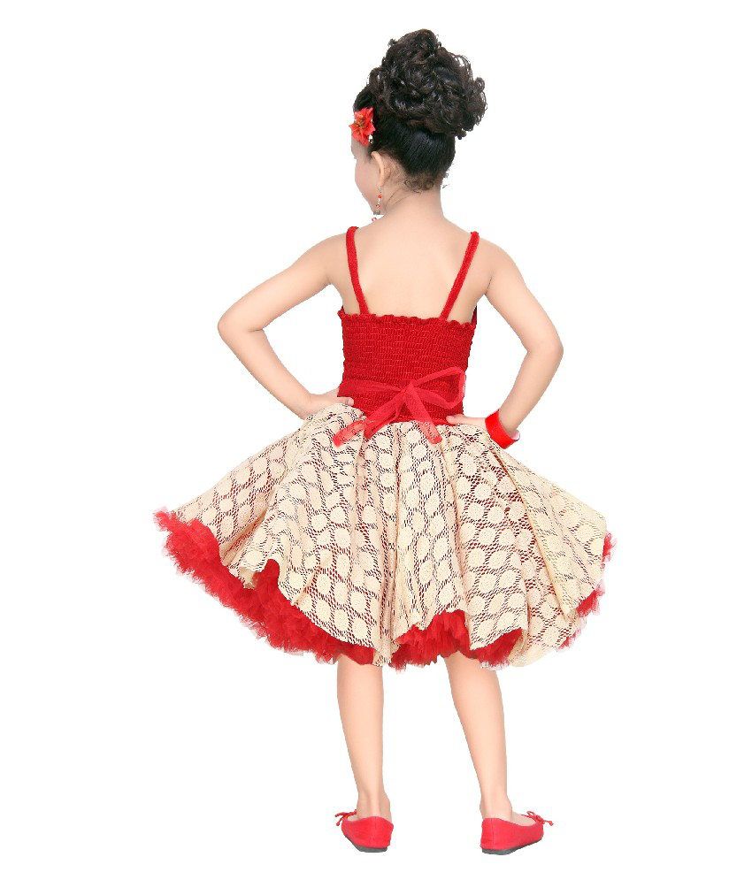 red frock with white dots