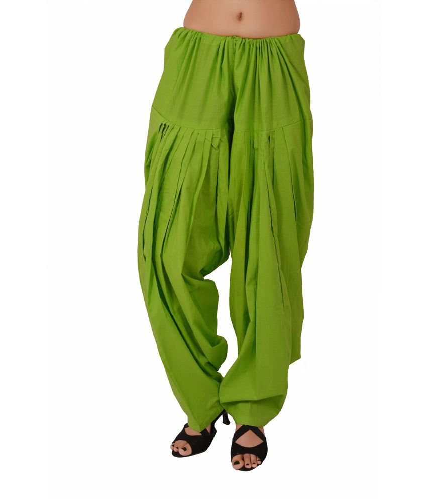 Stylenmart Parrot Green Cotton Semi Patiala Pants For Women Price in ...
