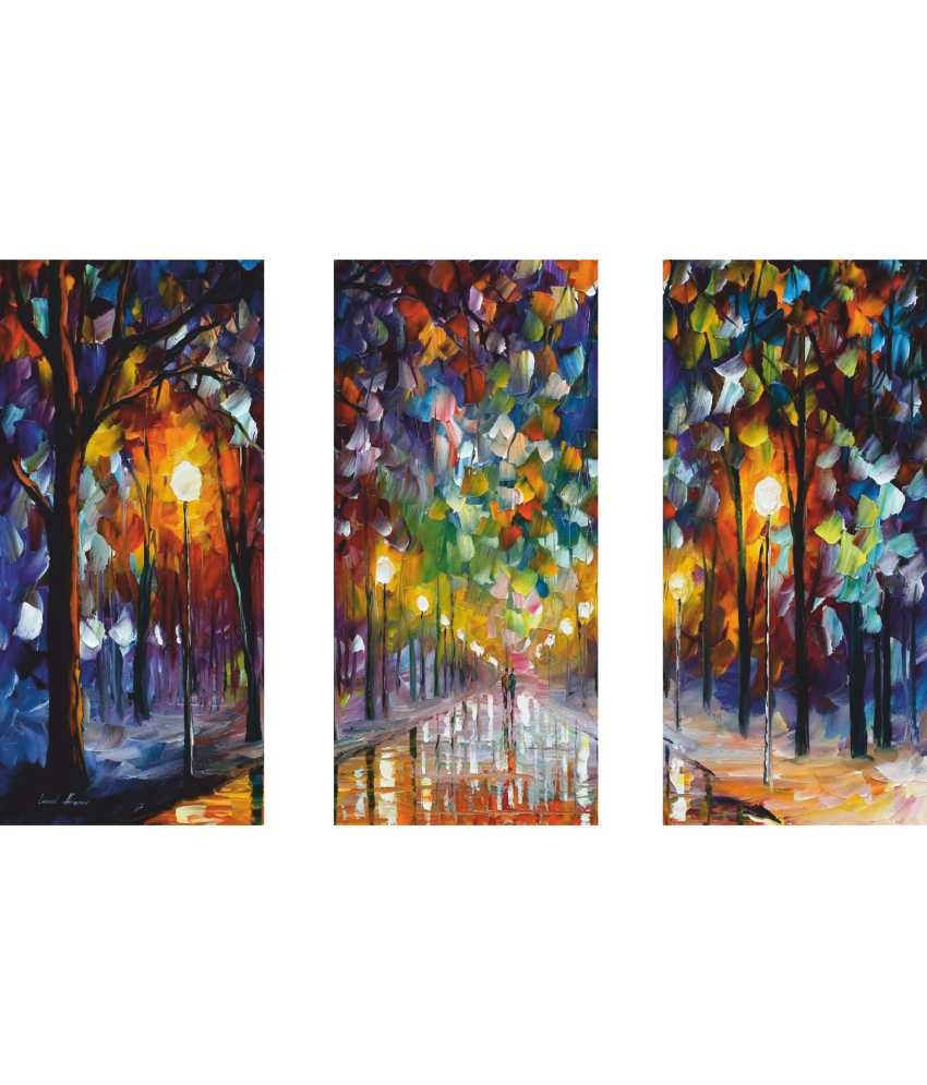Anwesha's Oil Wall Painting 3 Frame Split Effect Digitally Printed