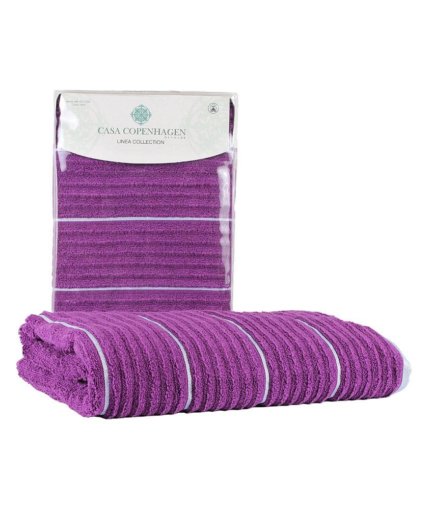 Casa Copenhagen Linea Ribbed Zero Twist Sparkling Grape Bath Towel
