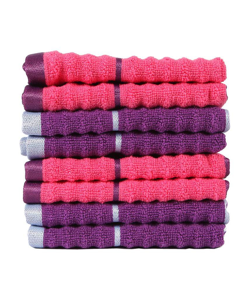     			Casa Copenhagen Linea Ribbed Zero Twist Honey Suckle & Sparkling Grape 8 Pcs Face Towels