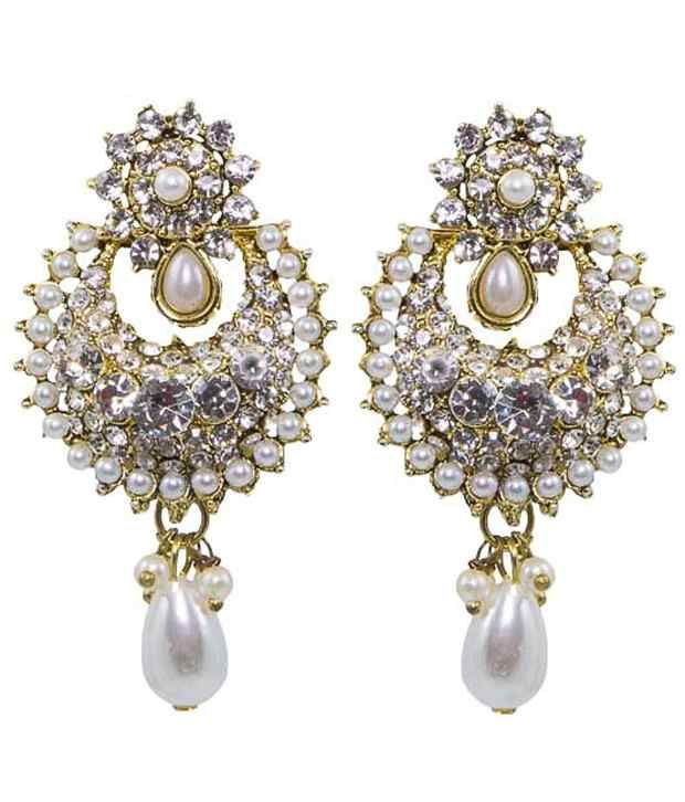 Goldencollections Pearl Stone Marriage Earrings: Buy Goldencollections ...