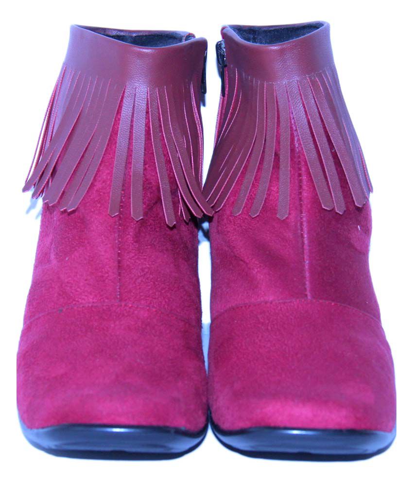 Pawar Shoes Maroon Suede Ankle Length 