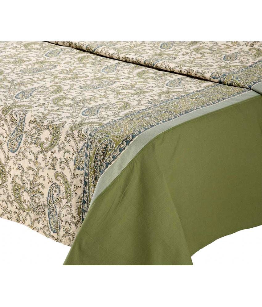 Aurave Green Cotton Bedsheet With 2 Pillow Covers210 Tc Buy Aurave