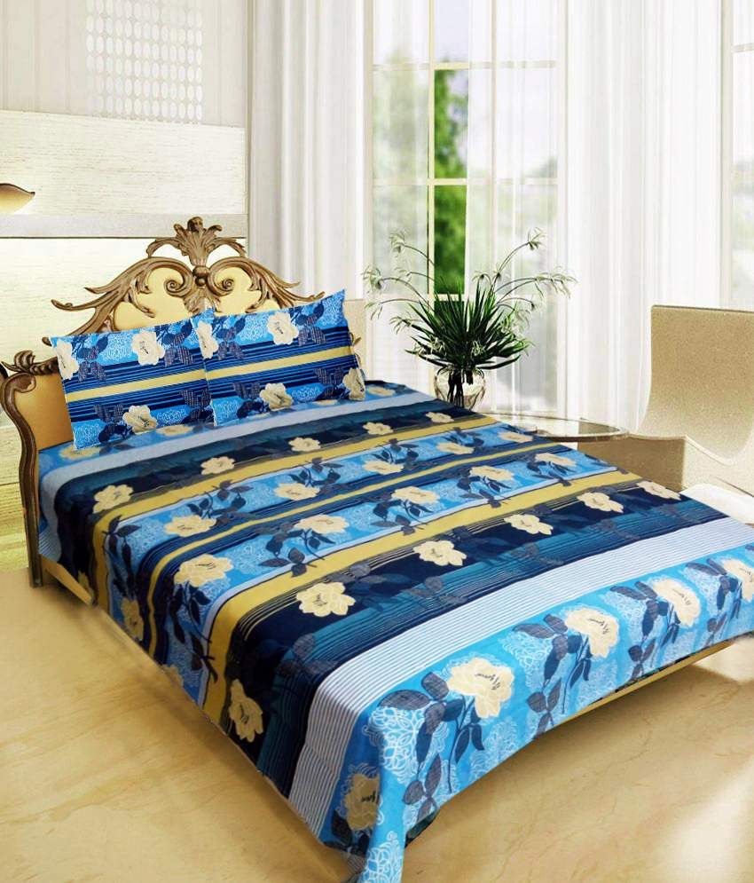 Homefab India Multicoloured Printed Cotton Double Bedsheet Buy